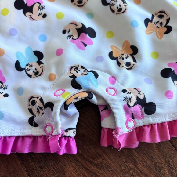 Disney Baby Girls 3-6 Months One Piece Rash Guard Swimsuit Minnie Mouse Pink - Picture 5 of 7